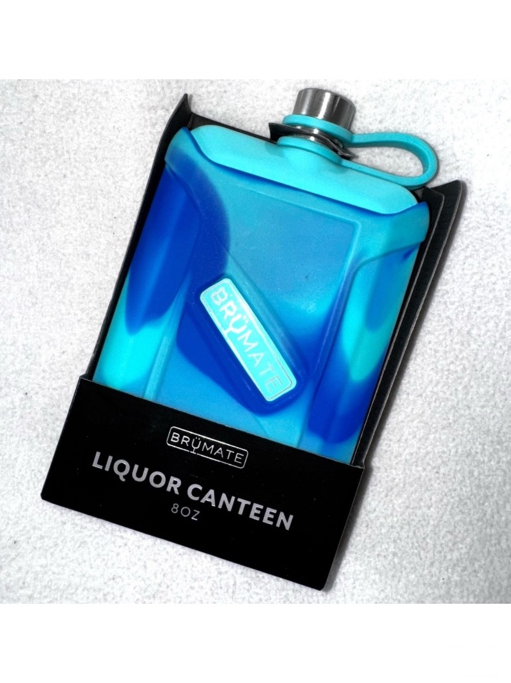 NEW! BRUMATE Aqua Blue Swirl 8oz Personal Flask Liquor Canteen New in Box